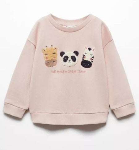 Animal Friends Towel Print Fleece Sweatshirt