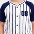 Striped Embroidered Baseball Set (White-Navy)