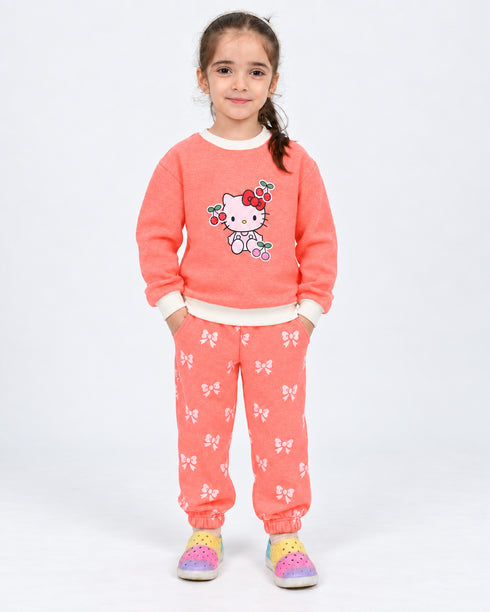 Kitty Cherry Cozy Fleece Suit (Peach Orange)