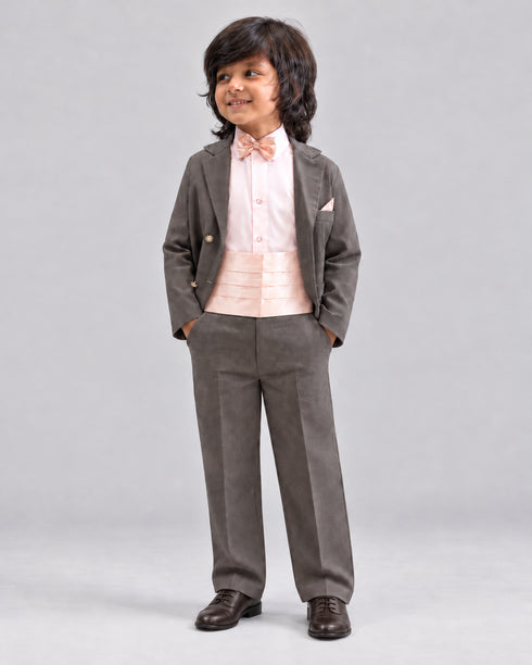 Imported Corduroy Tuxedo Formal Suit (Grey)