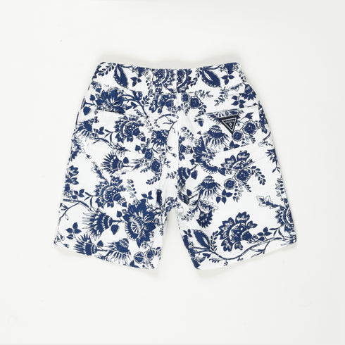 Imported Cotton Floral Short (White/Navy)