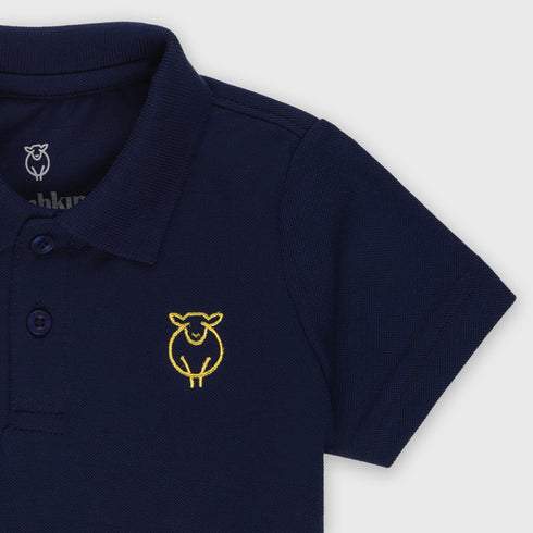 Embroidered Pique Polo Tee (Blue)