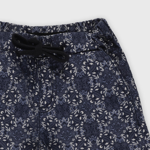 Floral Cotton Short (Grey-Blue)