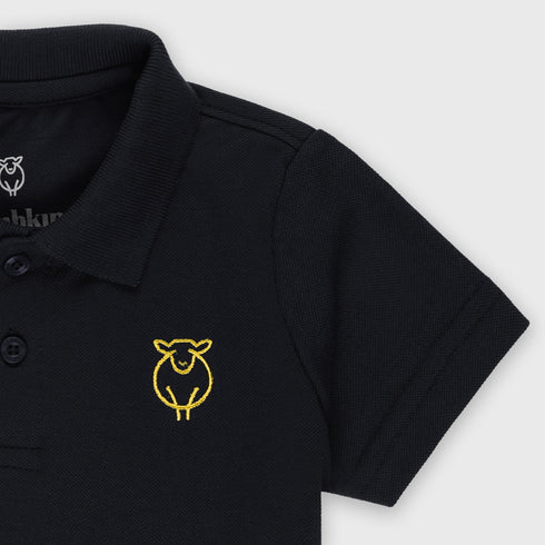Embroidered Pique Polo Tee (Black)