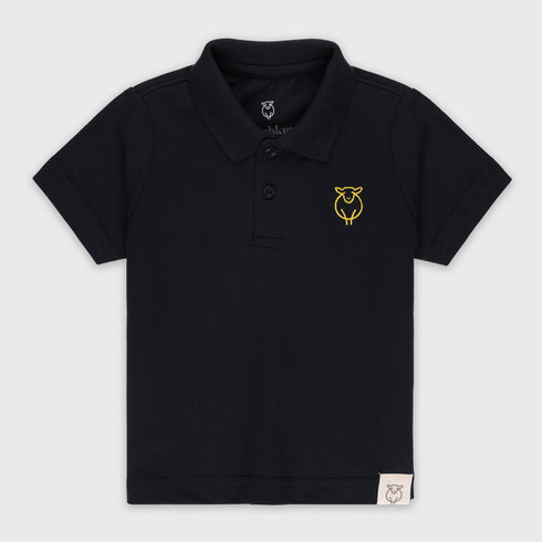 Embroidered Pique Polo Tee (Black)