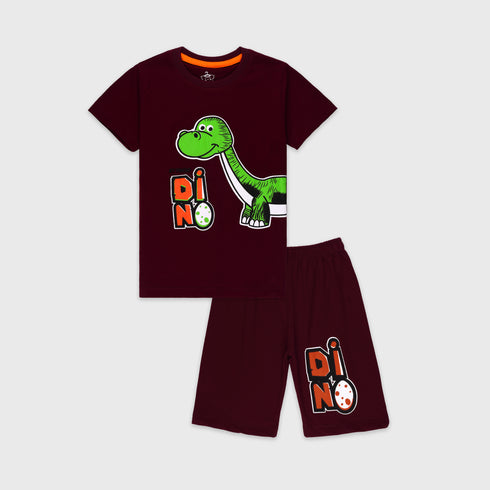 Dino Printed Short Set (Purple)