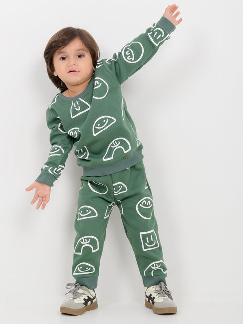 The Happy Vibes Fleece Suit (Moss Green)