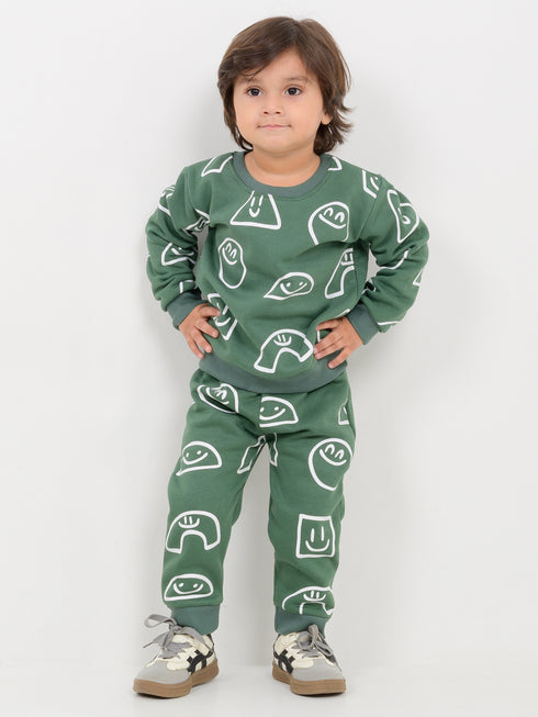 The Happy Vibes Fleece Suit (Moss Green)