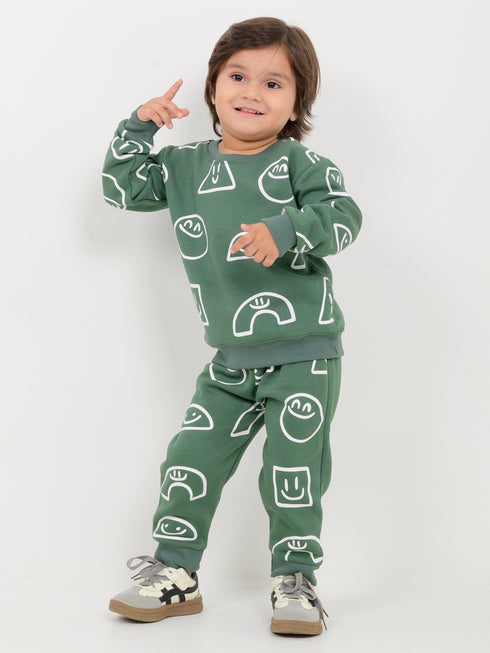 The Happy Vibes Fleece Suit (Moss Green)
