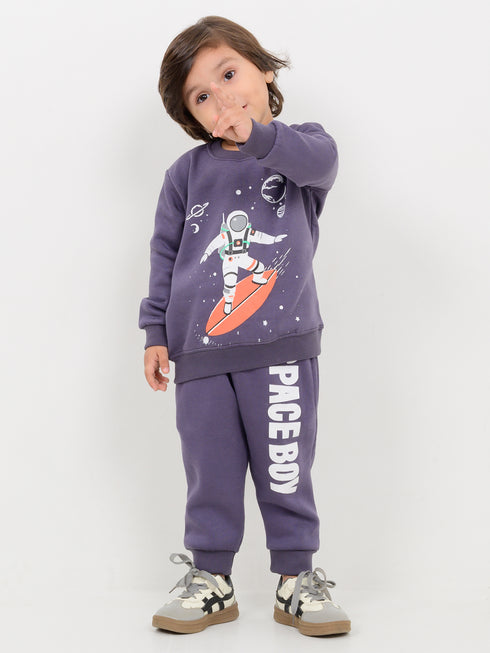 Space Boy Fleece Suit (Night Sky Gray)