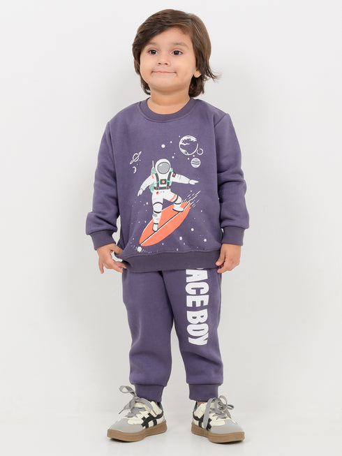 Space Boy Fleece Suit (Night Sky Gray)