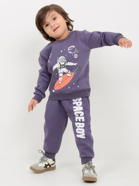 Space Boy Fleece Suit (Night Sky Gray)