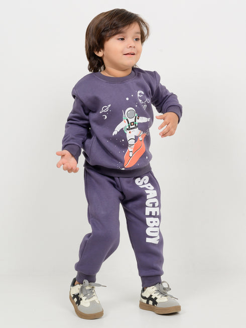 Space Boy Fleece Suit (Night Sky Gray)