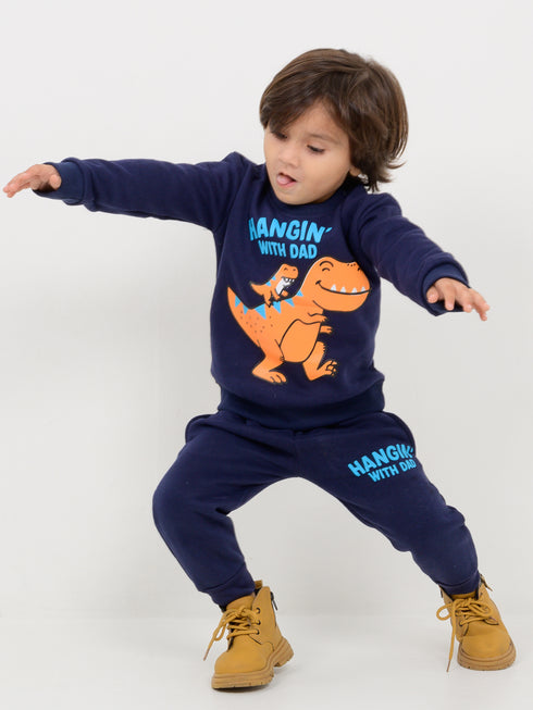 Hangin With Dad Fleece Suit (Navy Blue)