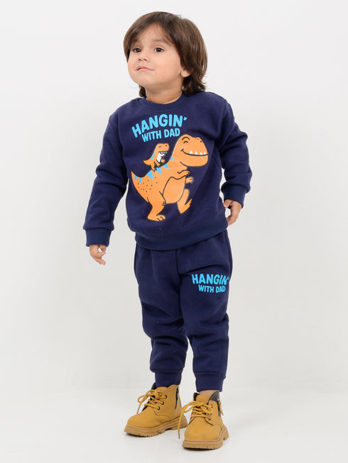 Hangin With Dad Fleece Suit (Navy Blue)