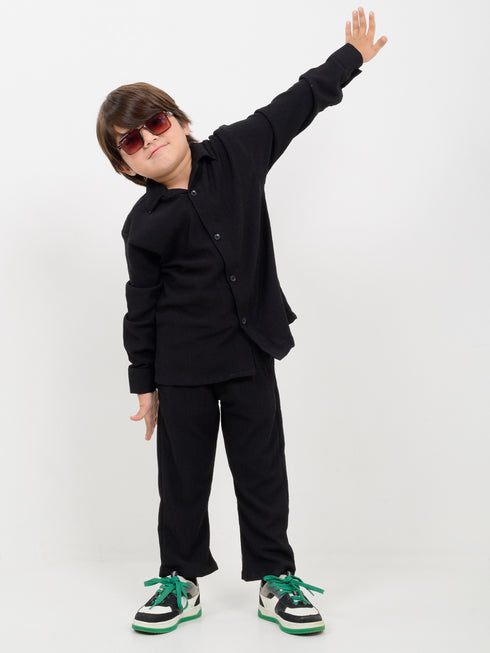 Imported Textured 2 Piece Set (Black)