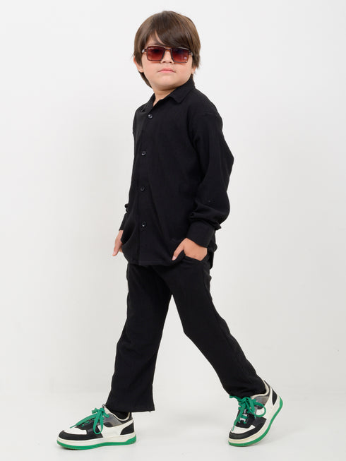 Imported Textured 2 Piece Set (Black)