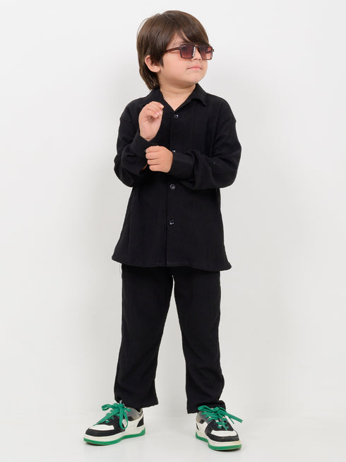 Imported Textured 2 Piece Set (Black)