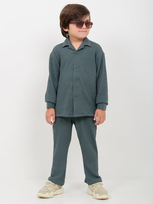 Imported Textured 2 Piece Set (Grey Green)