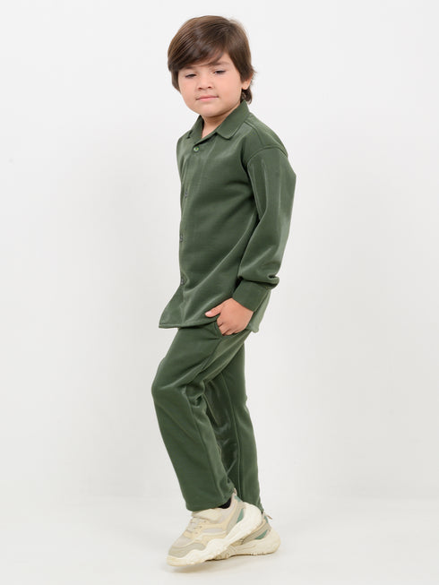 Imported Malai Velour 2 Piece Set (Dark Green)