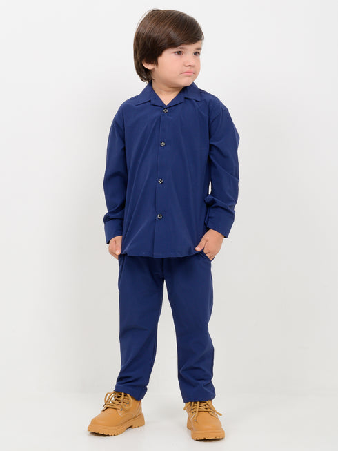 Imported Spandex 2 Piece Set (Navy Blue)