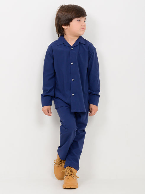 Imported Spandex 2 Piece Set (Navy Blue)