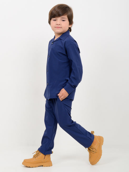 Imported Spandex 2 Piece Set (Navy Blue)