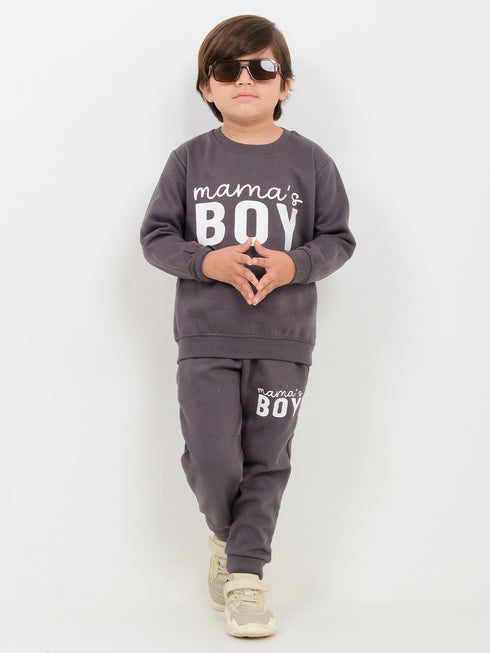 Mama's Boy Fleece Suit (Charcoal Gray)