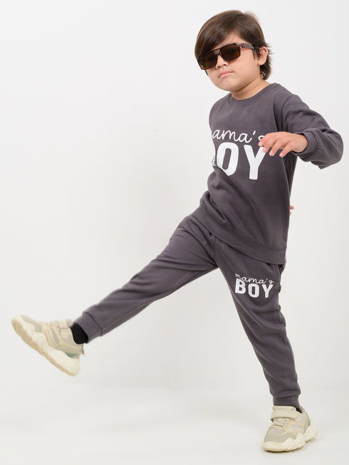 Mama's Boy Fleece Suit (Charcoal Gray)