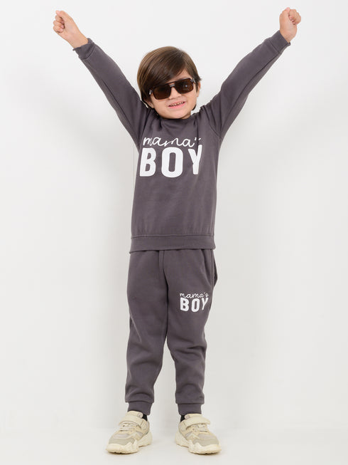 Mama's Boy Fleece Suit (Charcoal Gray)