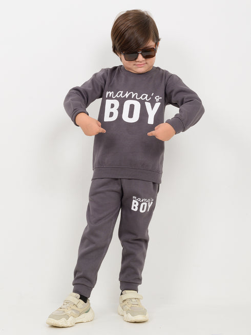 Mama's Boy Fleece Suit (Charcoal Gray)