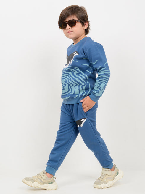 Aqua Whale Fleece Suit (Ocean Blue)