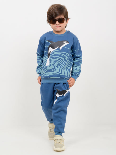 Aqua Whale Fleece Suit (Ocean Blue)