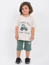 Oversized Little Dirt Tractor Cotton Short Set (Off-White & Green)