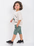 Oversized Little Dirt Tractor Cotton Short Set (Off-White & Green)