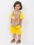 Oversized Safari Friends Raglan Cotton Short Set (Beige & Yellow)