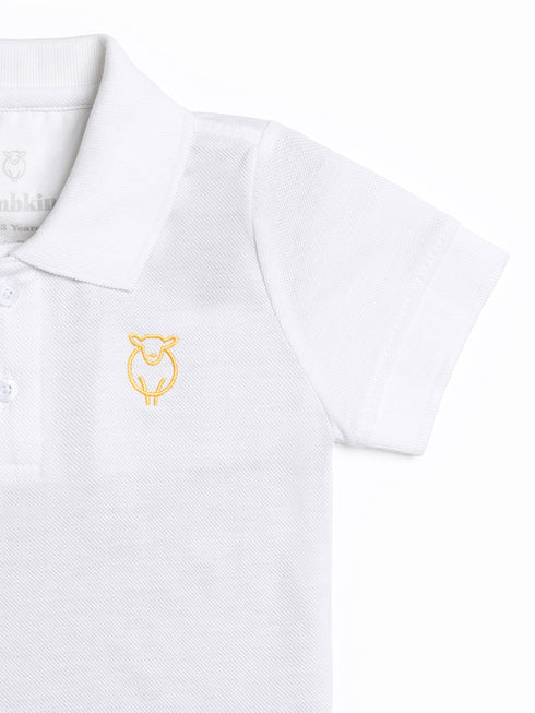 Embroidered Pique Polo Tee (White)