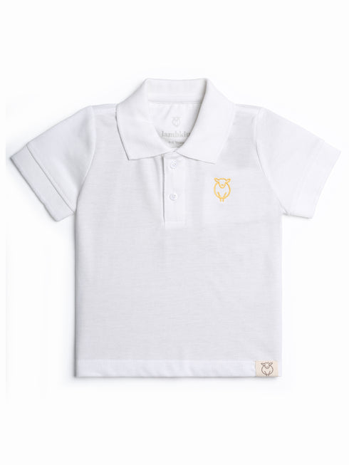 Embroidered Pique Polo Tee (White)