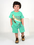 Turtle Printed Cotton Short Set (Sea Green)