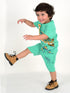 Turtle Printed Cotton Short Set (Sea Green)