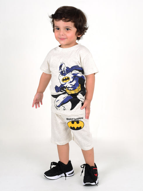 Batman Printed Cotton Short Set (Grey)
