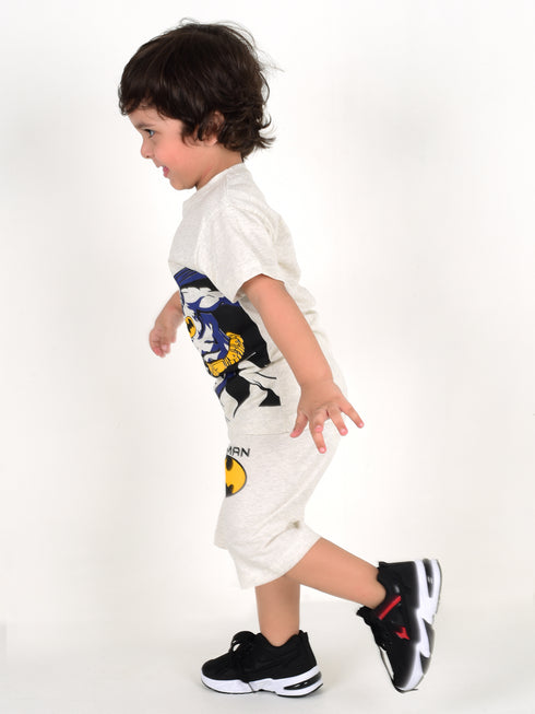 Batman Printed Cotton Short Set (Grey)