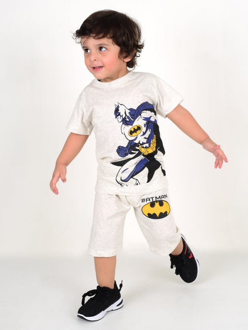 Batman Printed Cotton Short Set (Grey)