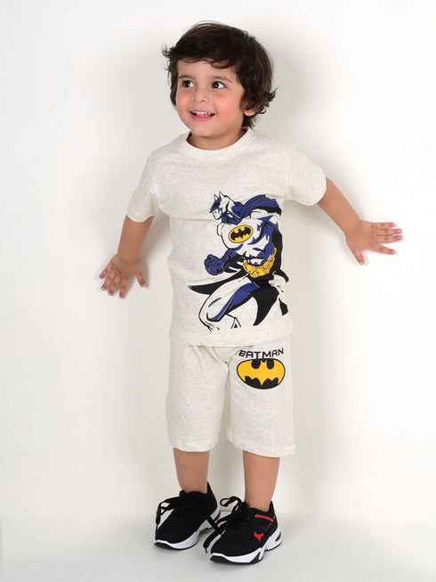 Batman Printed Cotton Short Set (Grey)