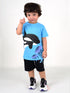 Dolphin Printed Cotton Short Set (Sky Blue)