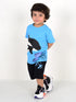 Dolphin Printed Cotton Short Set (Sky Blue)
