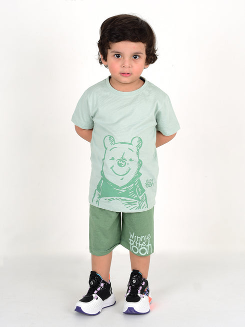 Winnie The Pooh Cotton Short Set (Crystal Green)
