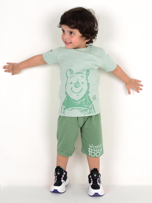 Winnie The Pooh Cotton Short Set (Crystal Green)