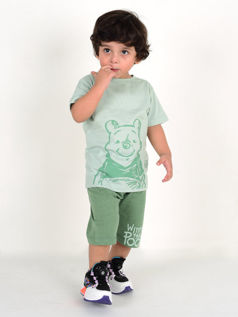 Winnie The Pooh Cotton Short Set (Crystal Green)