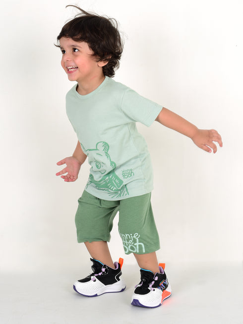 Winnie The Pooh Cotton Short Set (Crystal Green)